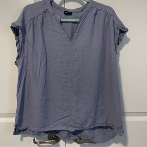 Splendid Linen Blend Top Women’s XXL Blue Short Sleeve Tunic Blouse